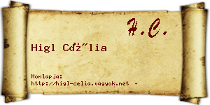 Higl Célia névjegykártya
